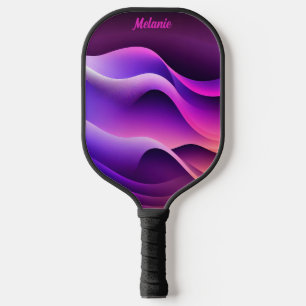 Custom Personalised Purple & Pink Waves Pickleball Paddle