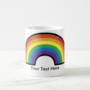 Custom Personalised Rainbow Border Mugs