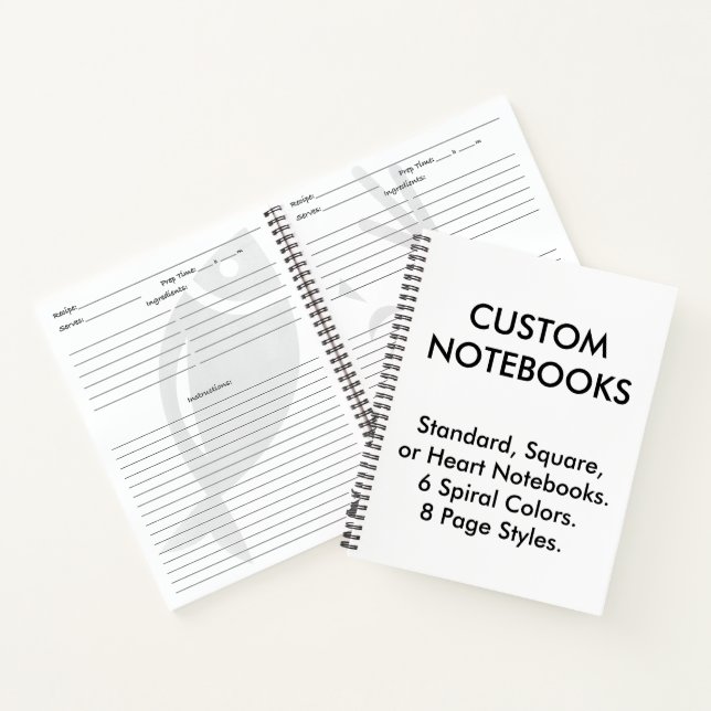 Custom Personalised Recipe Notebook Blank Template (Inside)