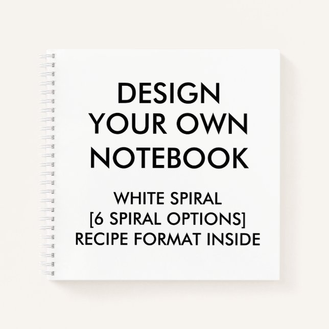 Custom Personalised RECIPE Notebook, White Spiral Notebook (Front)