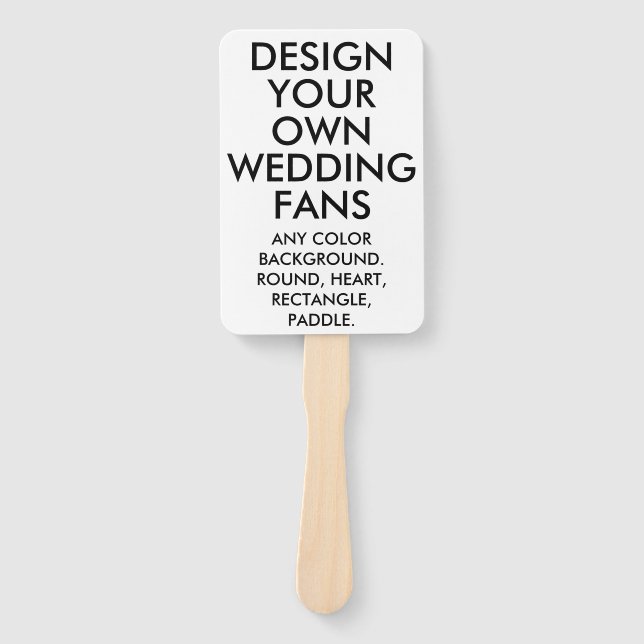 Custom Personalised RECTANGLE WHITE WEDDING FANS (Front)