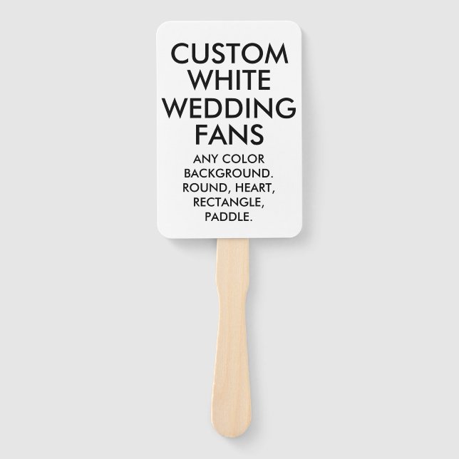 Custom Personalised RECTANGLE WHITE WEDDING FANS (Front)