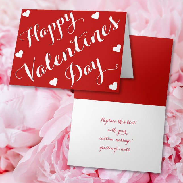 Custom Personalised Red Happy Valentines Day Cards (Custom Personalized Red Happy Valentines Day Cards)