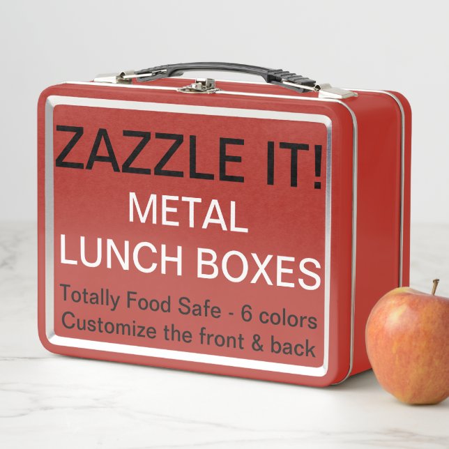 Custom Personalised RED Metal Lunch Box Template (In Situ)