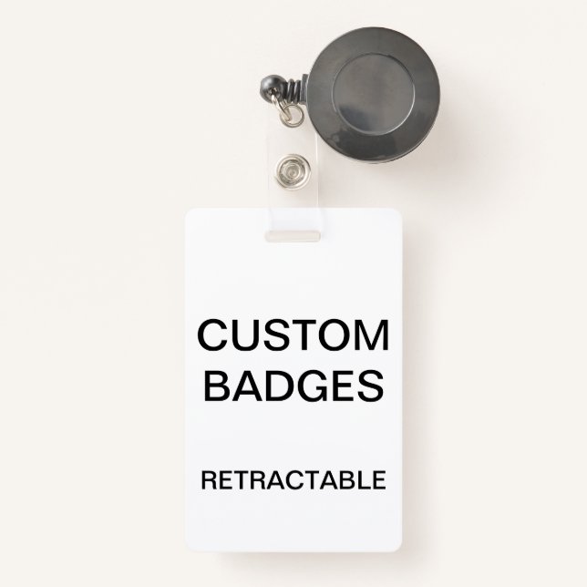 Custom Personalised RETRACTABLE CLIP BADGE ID Badge (Front with Retractable)
