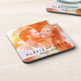 Custom Personalised Save the Date Photo Gift Coaster