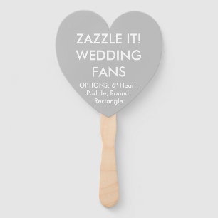 Custom Personalised SILVER GREY HEART WEDDING FANS