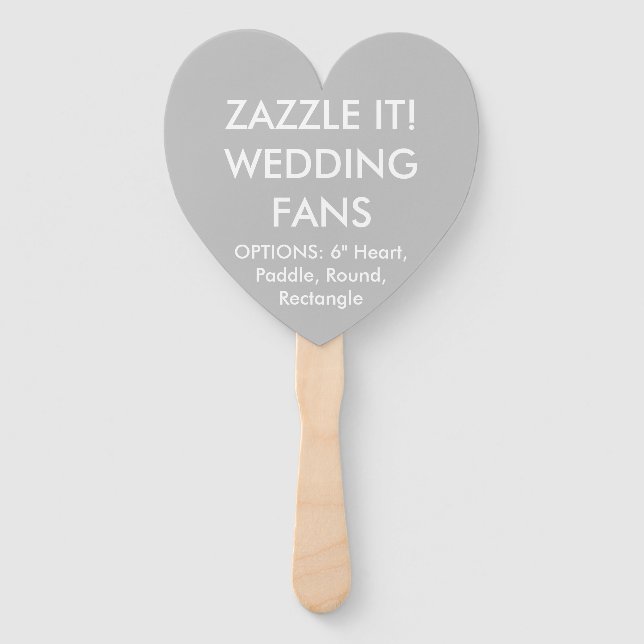 Custom Personalised SILVER GREY HEART WEDDING FANS (Front)