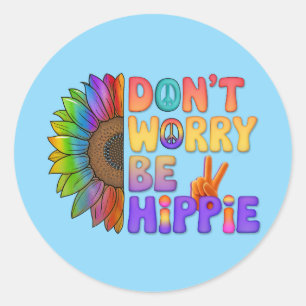 Custom Personalised Sloth Peace Hippie Classic Round Sticker