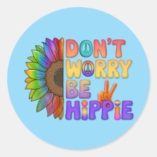 Custom Personalised Sloth Peace Hippie Classic Round Sticker