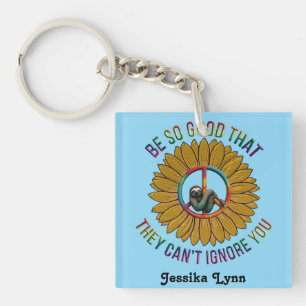 Custom Personalised Sloth Peace Hippie Key Ring