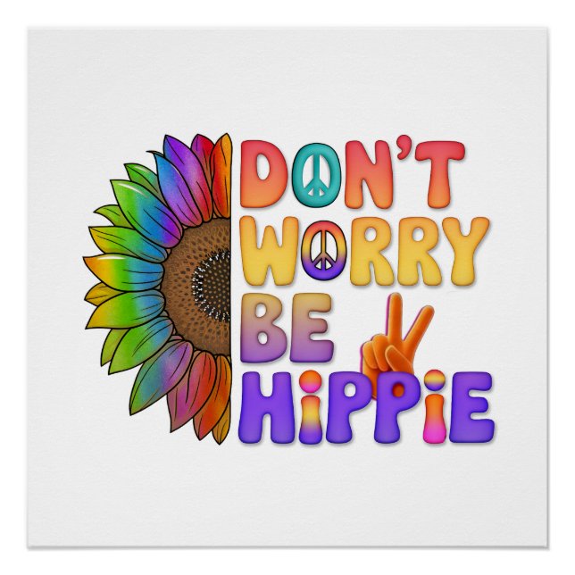 Custom Personalised Sloth Peace Hippie Poster (Front)