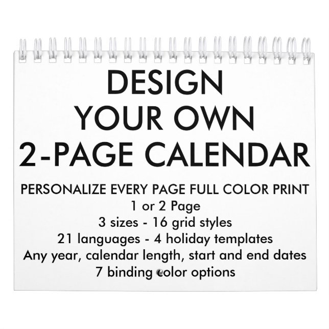 Custom Personalised Small 5.5"x7" 2-Page Calendar (Cover)