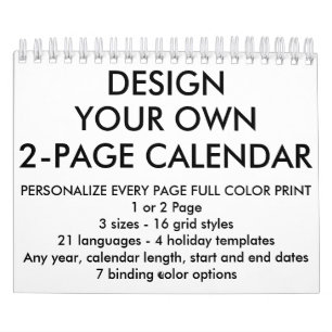Custom Personalised Small 5.5"x7" 2-Page Calendar
