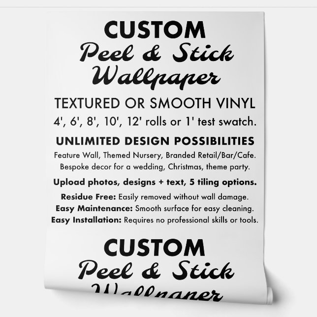 Custom Personalised Smooth Vinyl Peel & Stick Wallpaper (Unrolling)