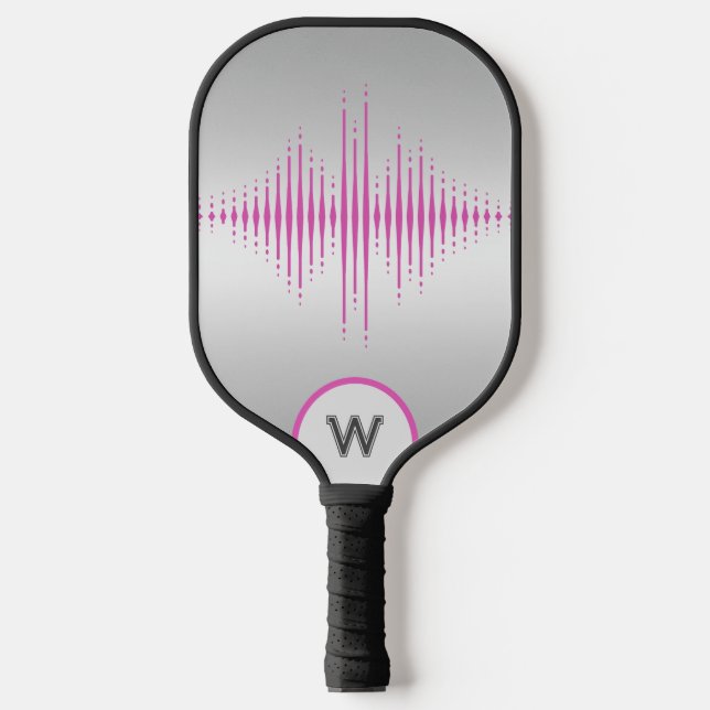 Custom Personalised Sound Waves Silver Pickleball Paddle (Front)