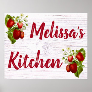 Custom Personalised Strawberry Kitchen Bistro Poster