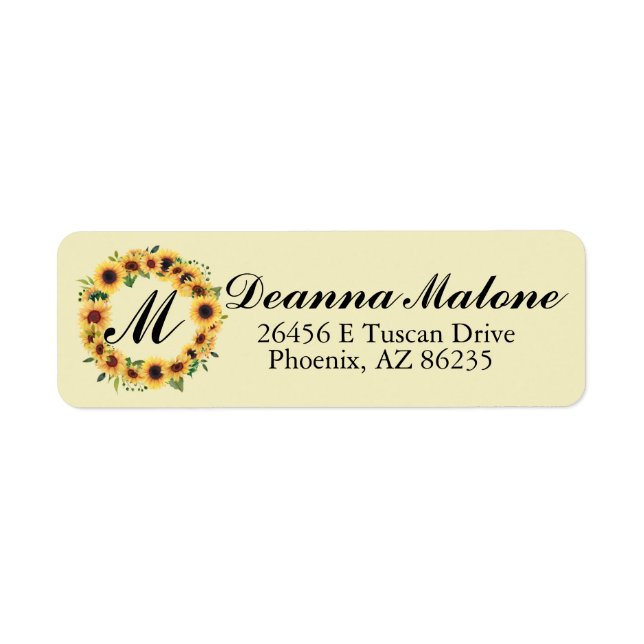 Custom Personalised Sunflowers Return Address Label (Front)