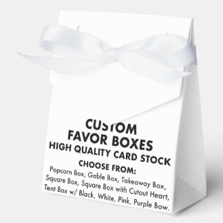 Custom Personalised Tent Favour Boxes, White Ribbo Favour Box