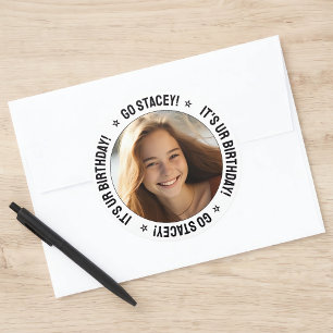 Custom Personalised Text Message and Photo White Classic Round Sticker
