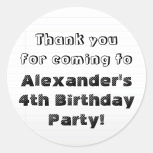Custom Personalised Thank You Birthday Party Classic Round Sticker