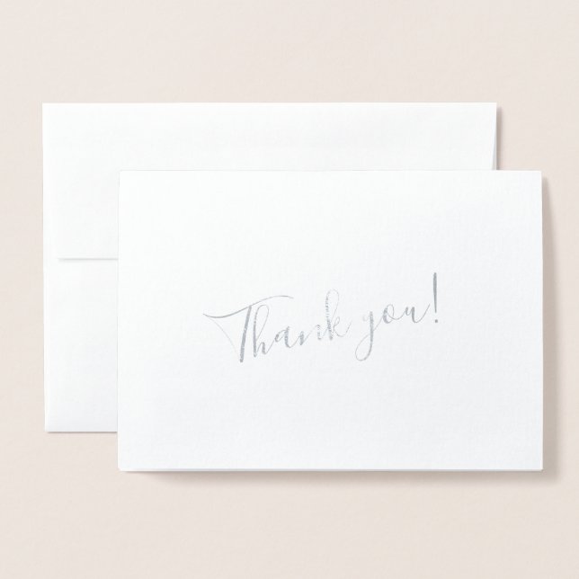 Custom / Personalised Thank You Silver Name Foil Card (Front With Envelope)