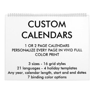 Custom Personalised Two-Page 11" x 14.25" Calendar