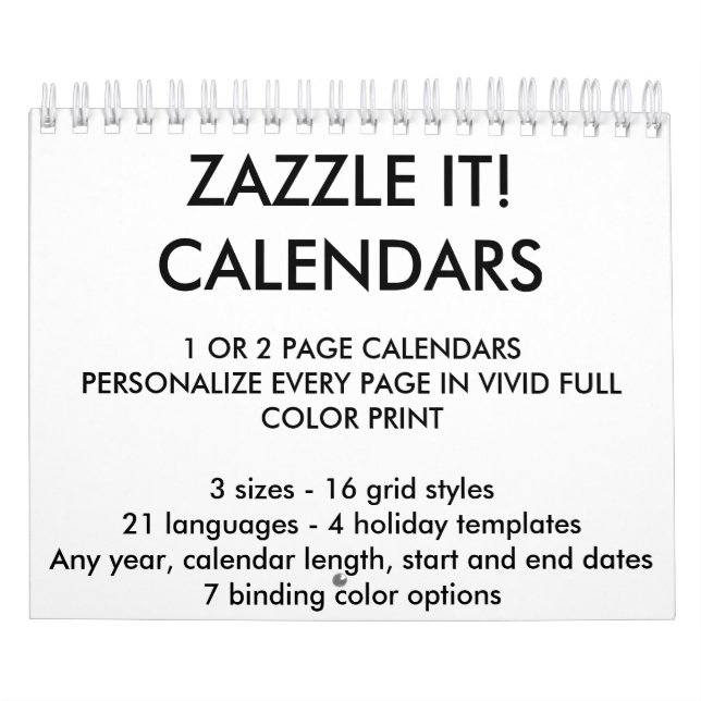Custom Personalised Two-Page 5.5" x 7" Calendar (Cover)