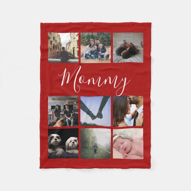 Custom Personalised Typography and Photo Collage Fleece Blanket (Front)