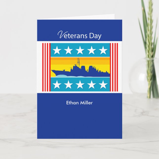 Custom Personalised Veterans Day Navy Ship,Patriot Card (Front)