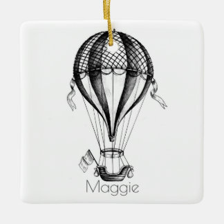 Custom Personalised Vintage Hot Air Balloon Ceramic Ornament