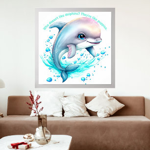 Custom Personalised Watercolor Dolphin Photo Poster
