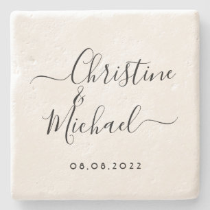 Custom Personalised Wedding Coasters; Handwritten Stone Coaster