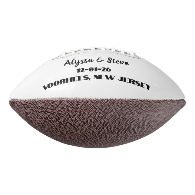 Custom Personalised Wedding Date for Save the Date Football (Rotated 270)