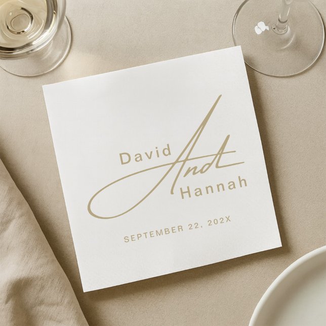 Custom Personalised Wedding Napkins with Name Gold (Creator Uploaded)