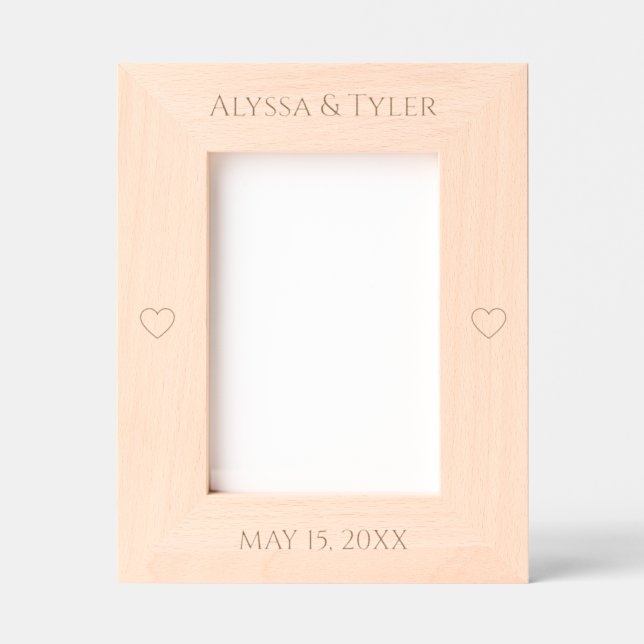 Custom Personalised Wedding Photo with heart Etched Frames (Front)