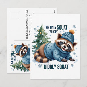 Custom Personalised Winter Christmas Racoon Name Holiday Postcard
