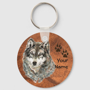 Custom, Personalised Wolf Tracks Key Ring