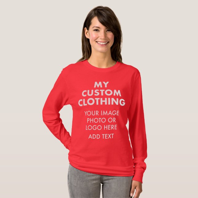 Custom Personalised WOMEN'S DEEP RED LONG SLEEVE T-Shirt (Front Full)