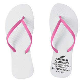 Custom Personalised WOMEN'S FLIP FLOPS, Pink Strap Thongs