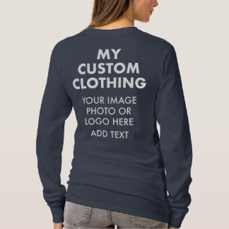 Custom Personalised WOMEN'S NAVY BLUE LONG SLEEVE T-Shirt