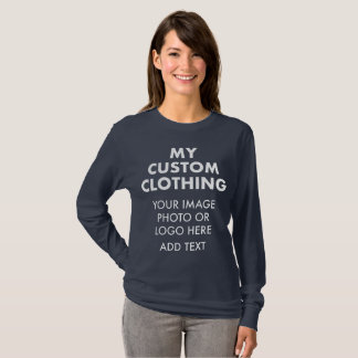 Custom Personalised WOMEN'S NAVY BLUE LONG SLEEVE T-Shirt