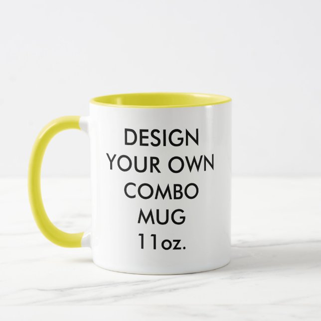Custom Personalised Yellow Combination Mug 11oz. (Left)