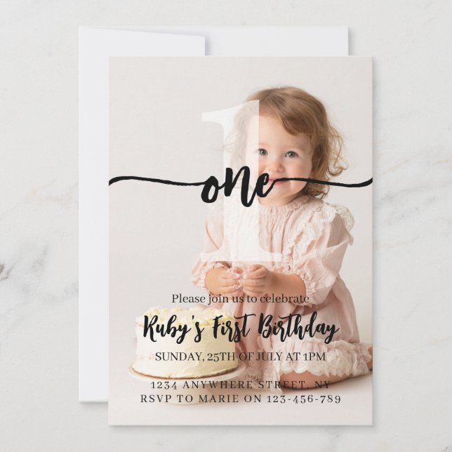 Custom Personalize First Birthday Invitation (Front)
