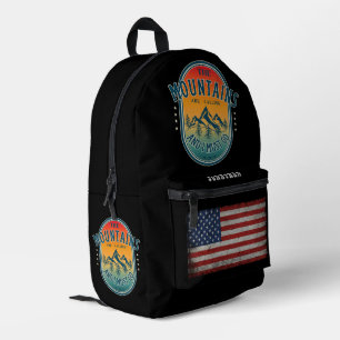 CUSTOM PERSONALIZE MOUNTAINEER CAMPING VINTAGE PRINTED BACKPACK