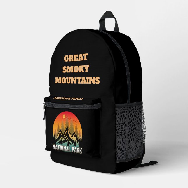 CUSTOM PERSONALIZE NATIONAL PARK VINTAGE MOUNTAINS PRINTED BACKPACK (Back Corner Right)