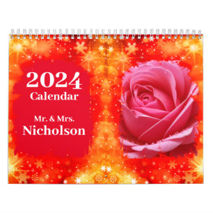 CUSTOM PERSONALIZE RED ROSES CALENDAR