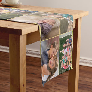 Custom Personalized 14 Family Photos Collage Decor Short Table Runner