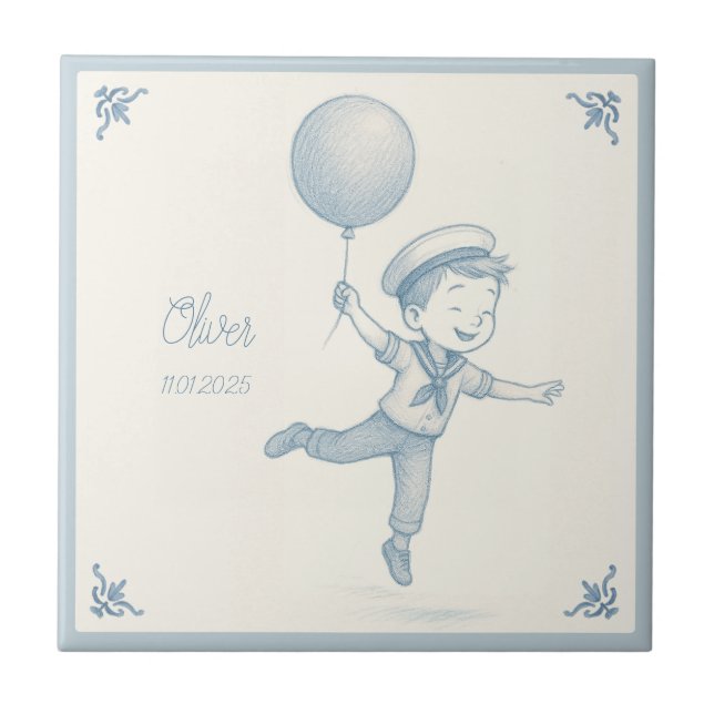 Custom personalized baby boy name  ceramic tile (Front)