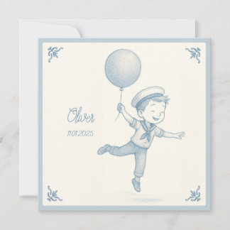 Custom personalized baby boy name holiday card